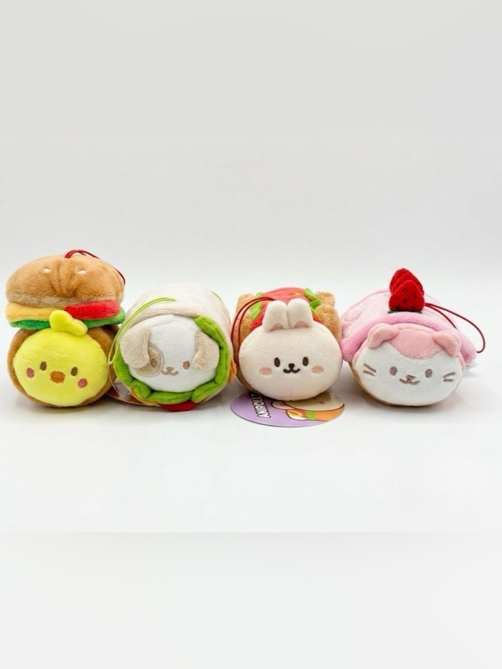 Anirollz Chickiroll, Puppiroll, Bunniroll, Kittiroll 3" Keychain Plush Bundle